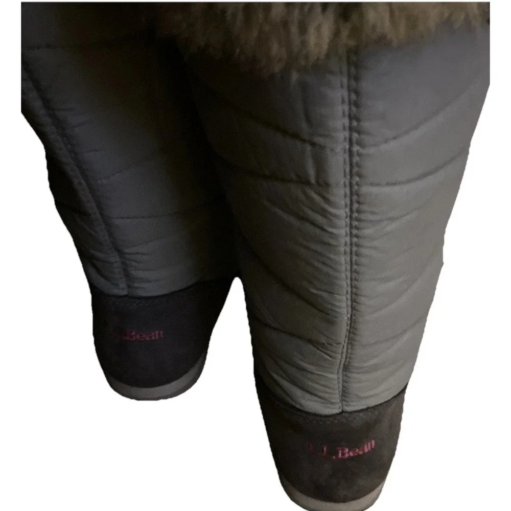 LL Bean Boots Carrabassett Fur Lace-Up Knee High Winter Snow Womens 6.5 Winter‎